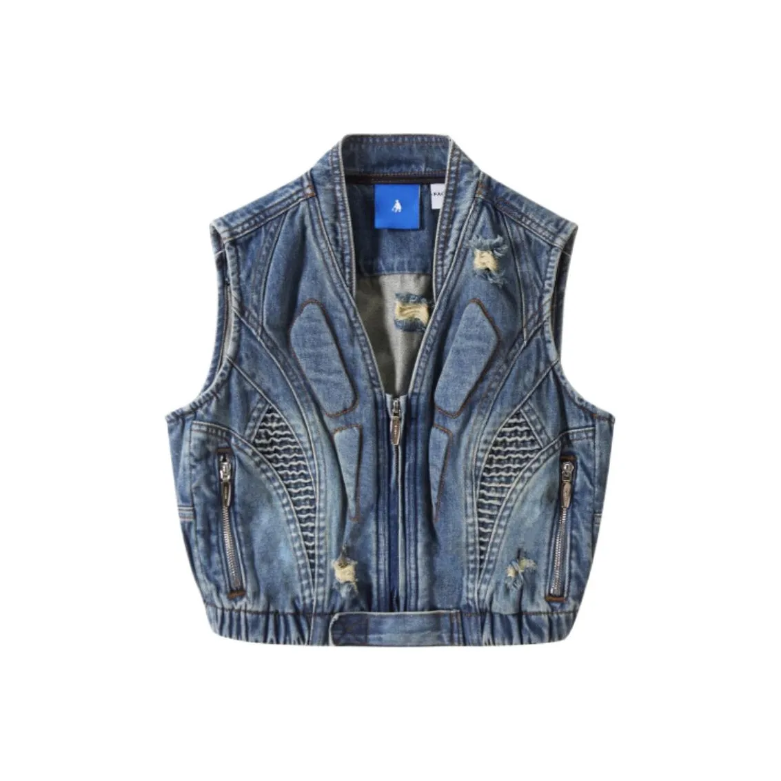FACEON LAB Жилет Женские Джинсовый Синий