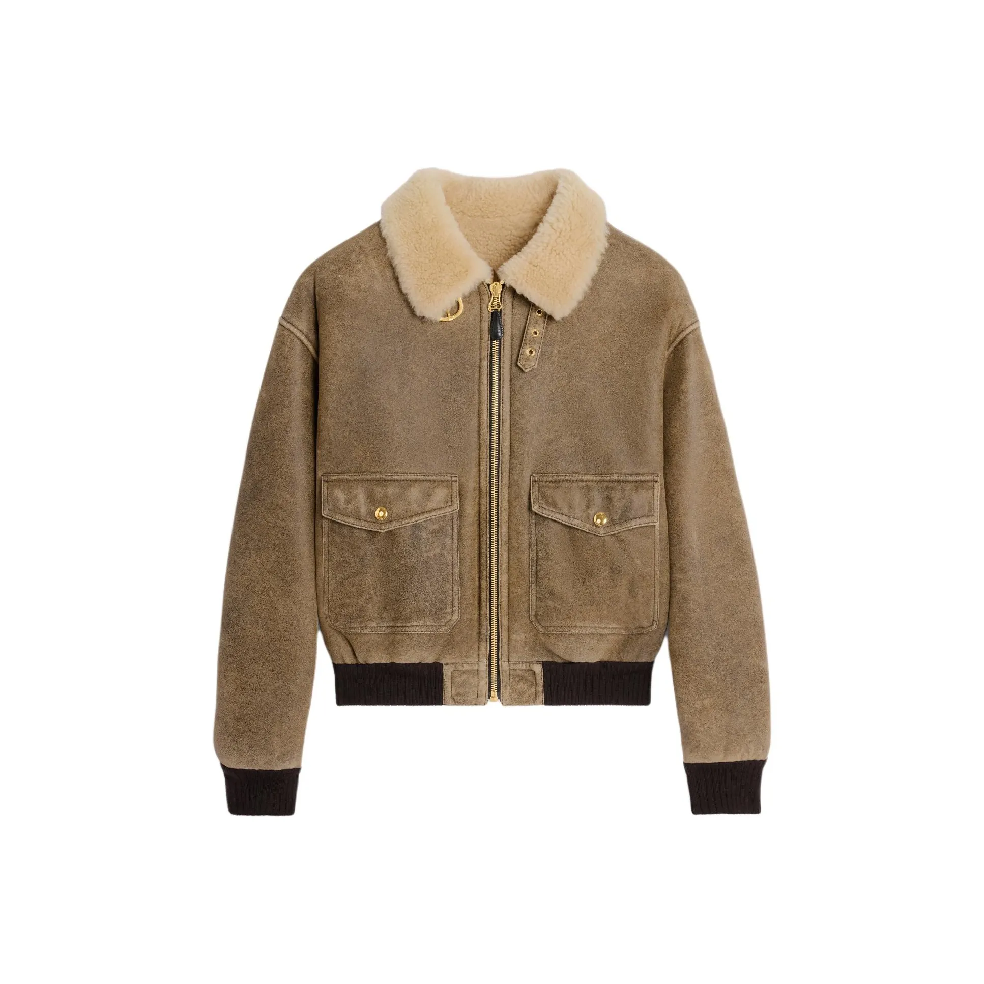 CELINE Aviator Blouson Jacket In Vintage Shearling