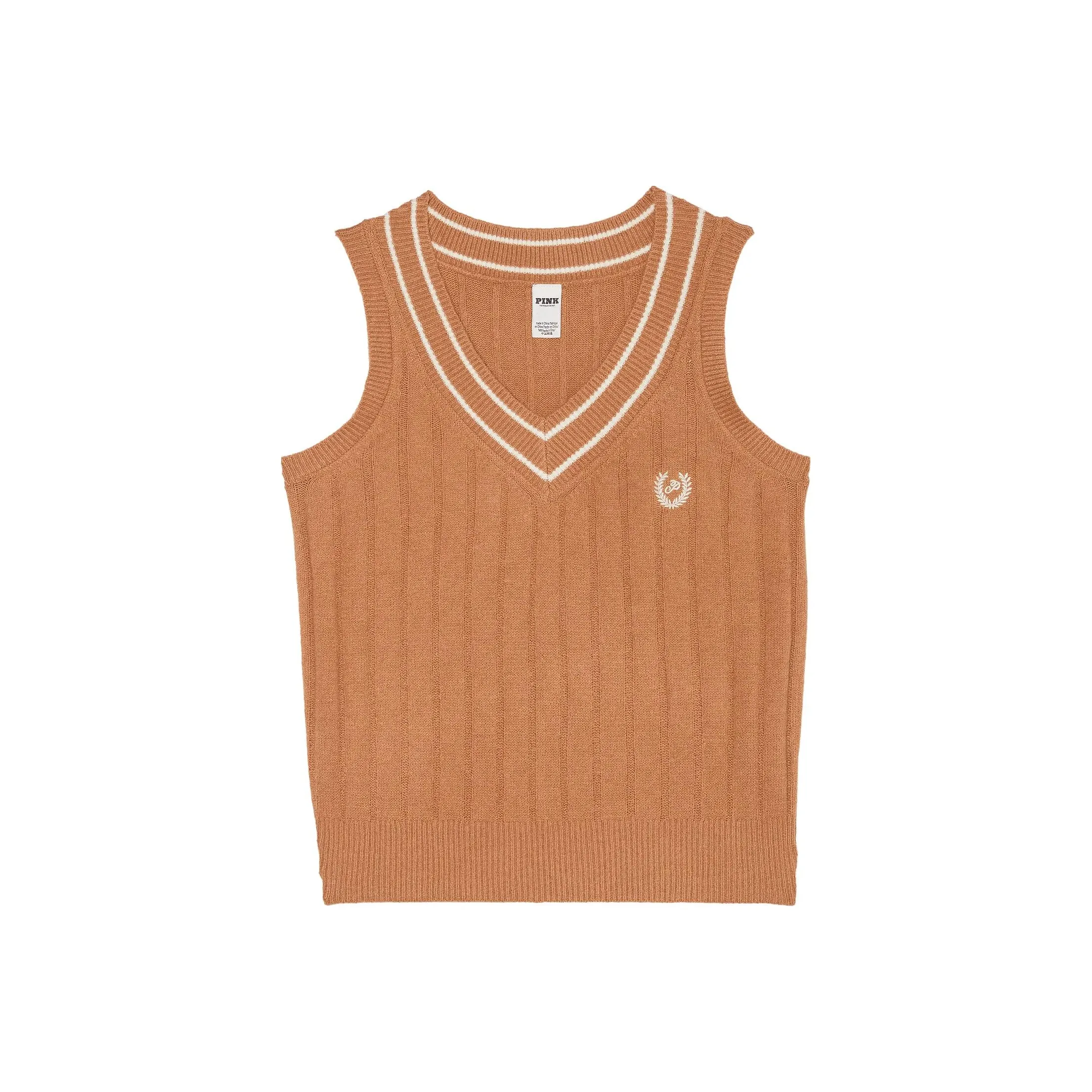 Victoria's Secret Розовый Collegiate KNIT Свитер Жилет Цвет ириски Жилет Женские Цвет ириски