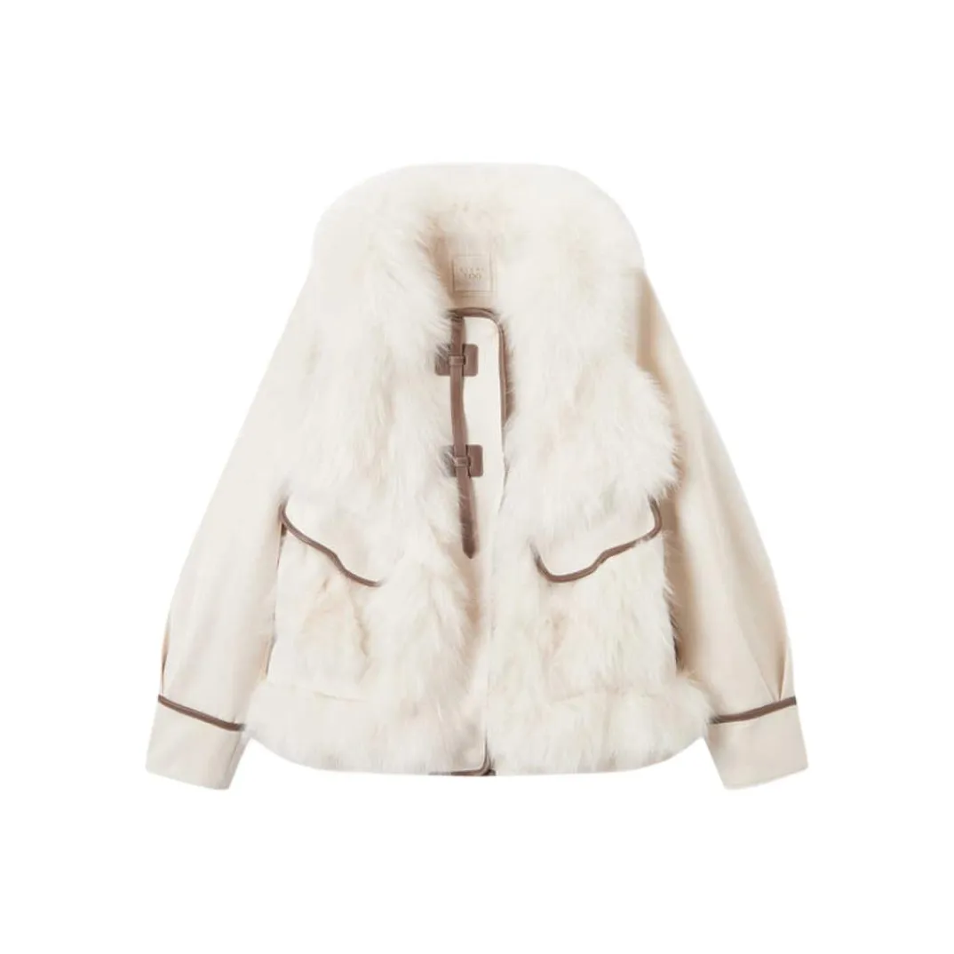 EICHITOO Экрю Комбинированный Женские Меховые изделия