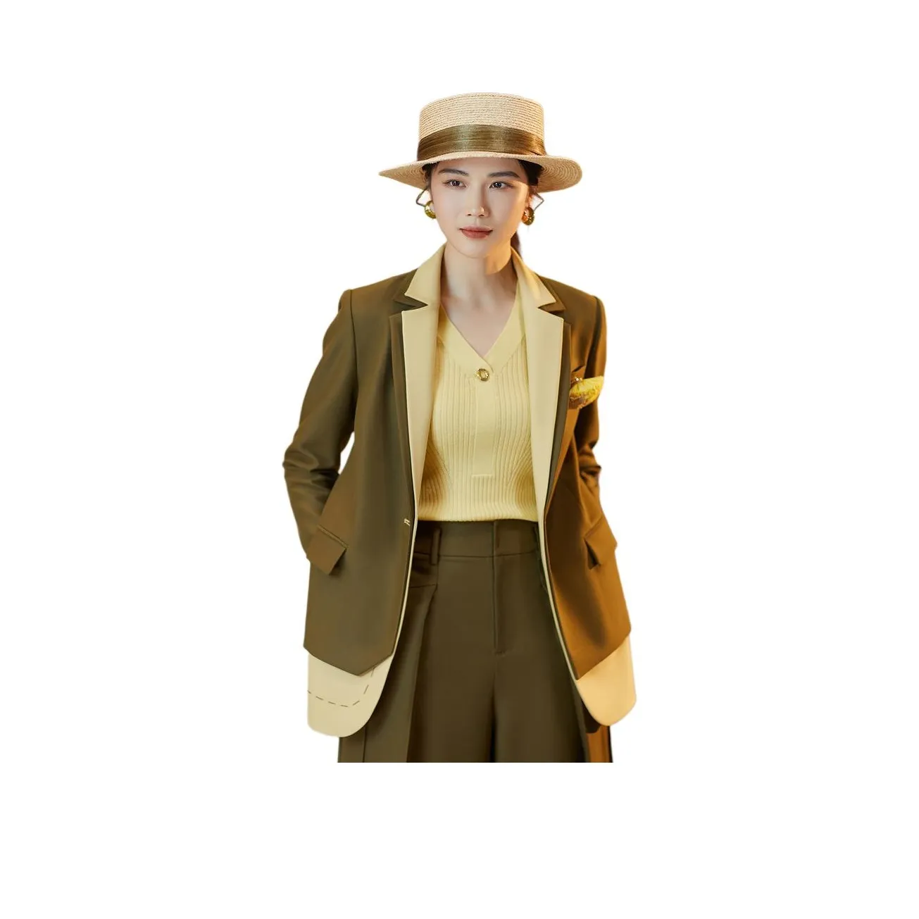 BBLLUUEE Бизнес-костюм женский цвет чайный зеленый