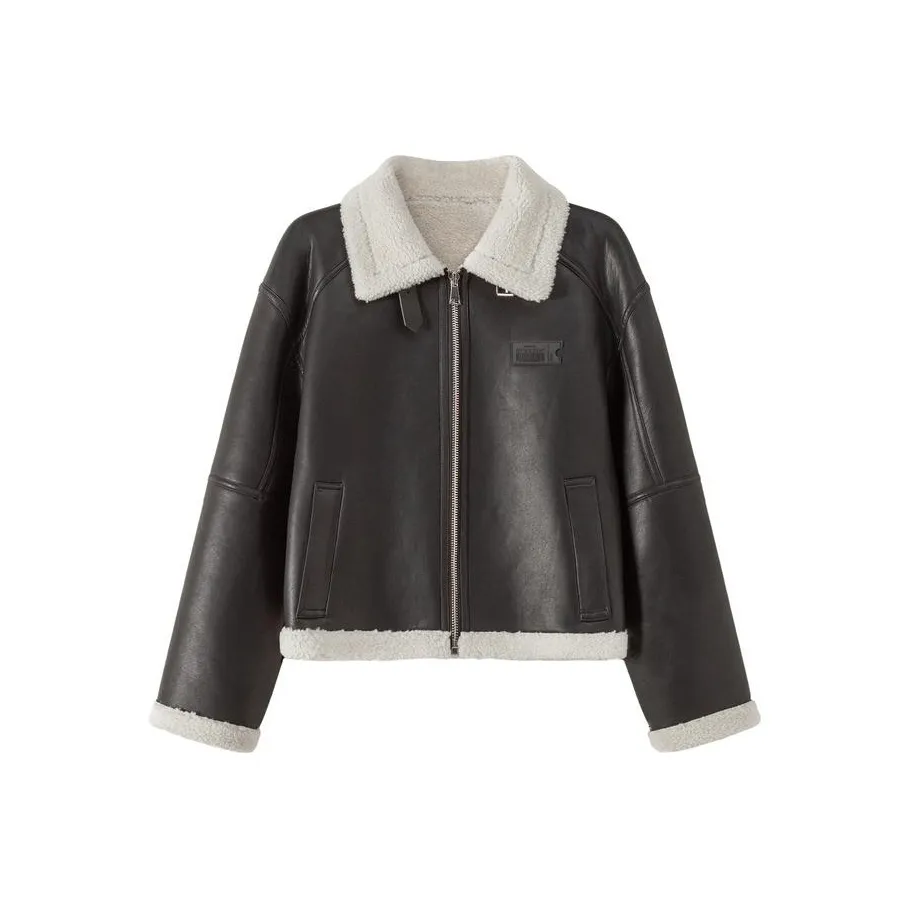 NO ONE ELSE Кожа Куртка Женская Черная