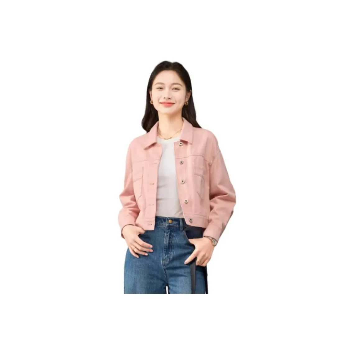 YALIDA Denim Jacket Women's Pink