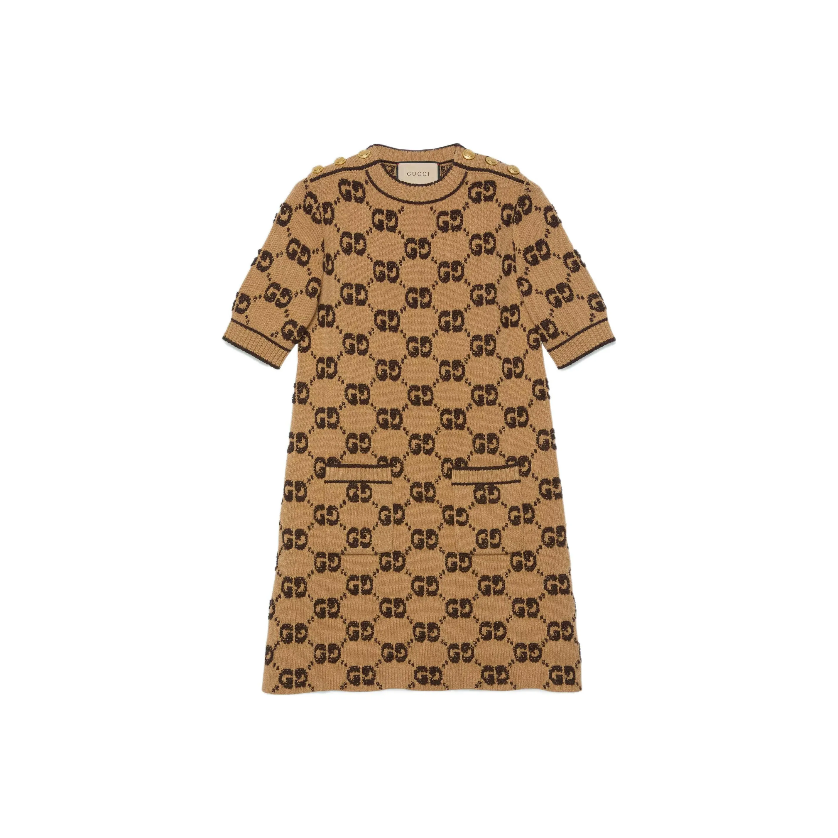 GUCCI Gg Jacquard Crewneck Knit Dress