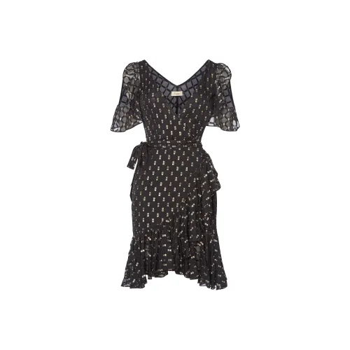 Temperley London Черное Женское Короткое Платье с Рукавами