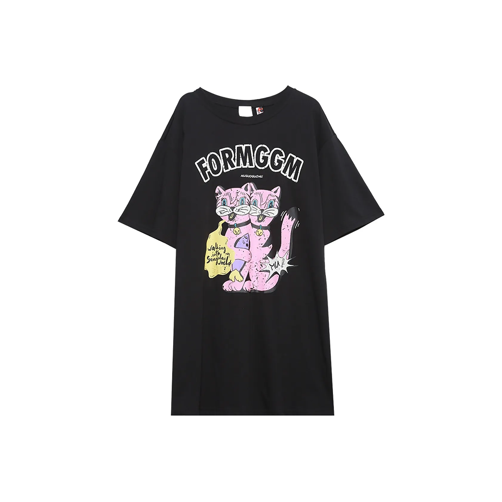 MUGUOGUOMU Short Sleeved Dress Women's Black
