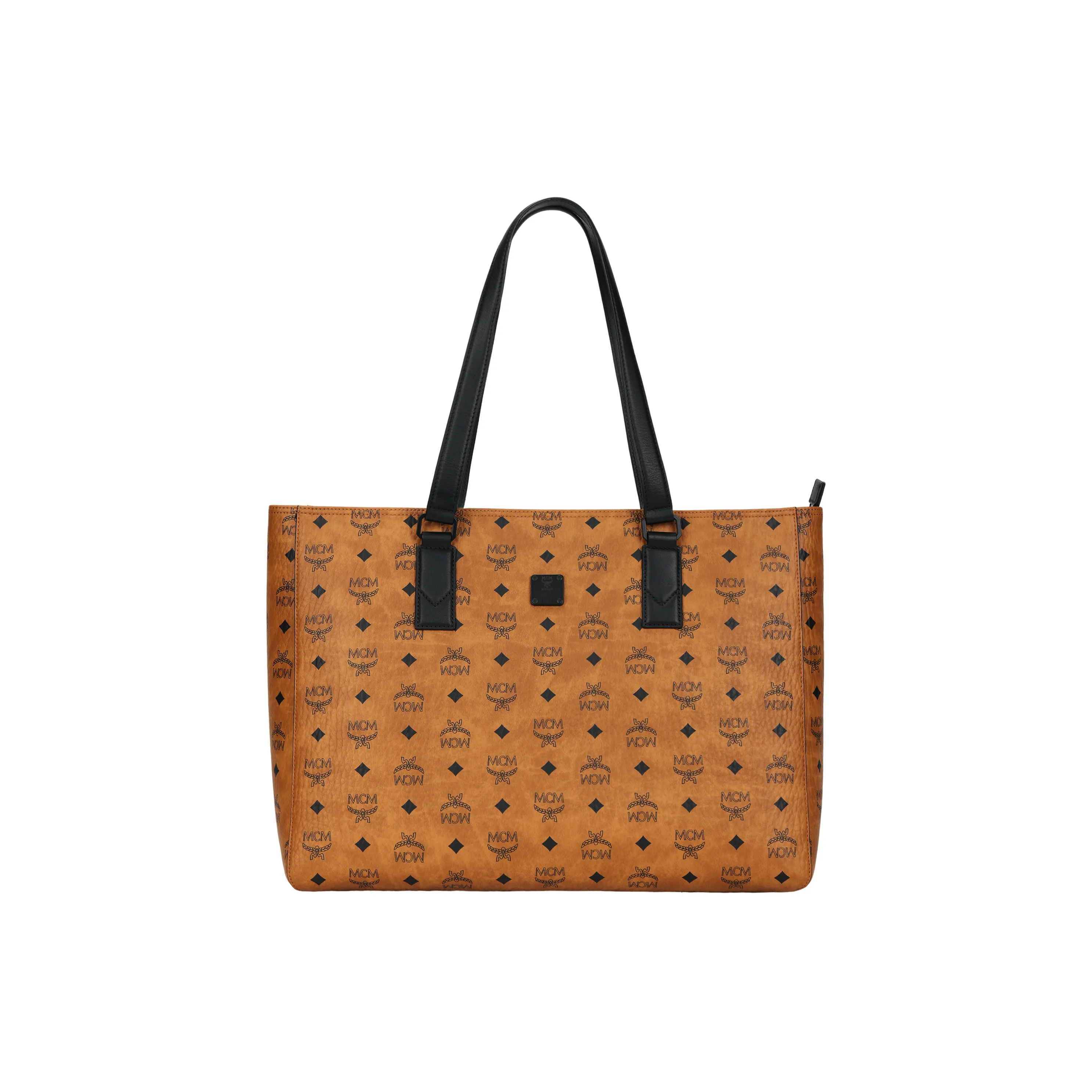 MCM Klassik Visetos Nappa Leather Tote, Shopping Bag, Shoulder Bag Tubas Women's Brown Cognac