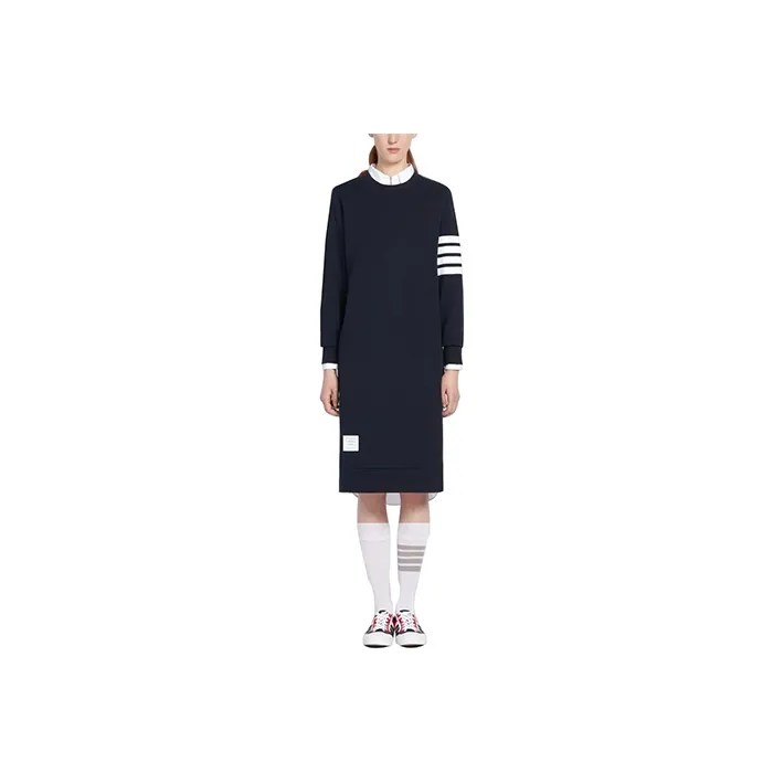 THOM BROWNE 4 Bar Long Sleeved Sweatshirt Dress