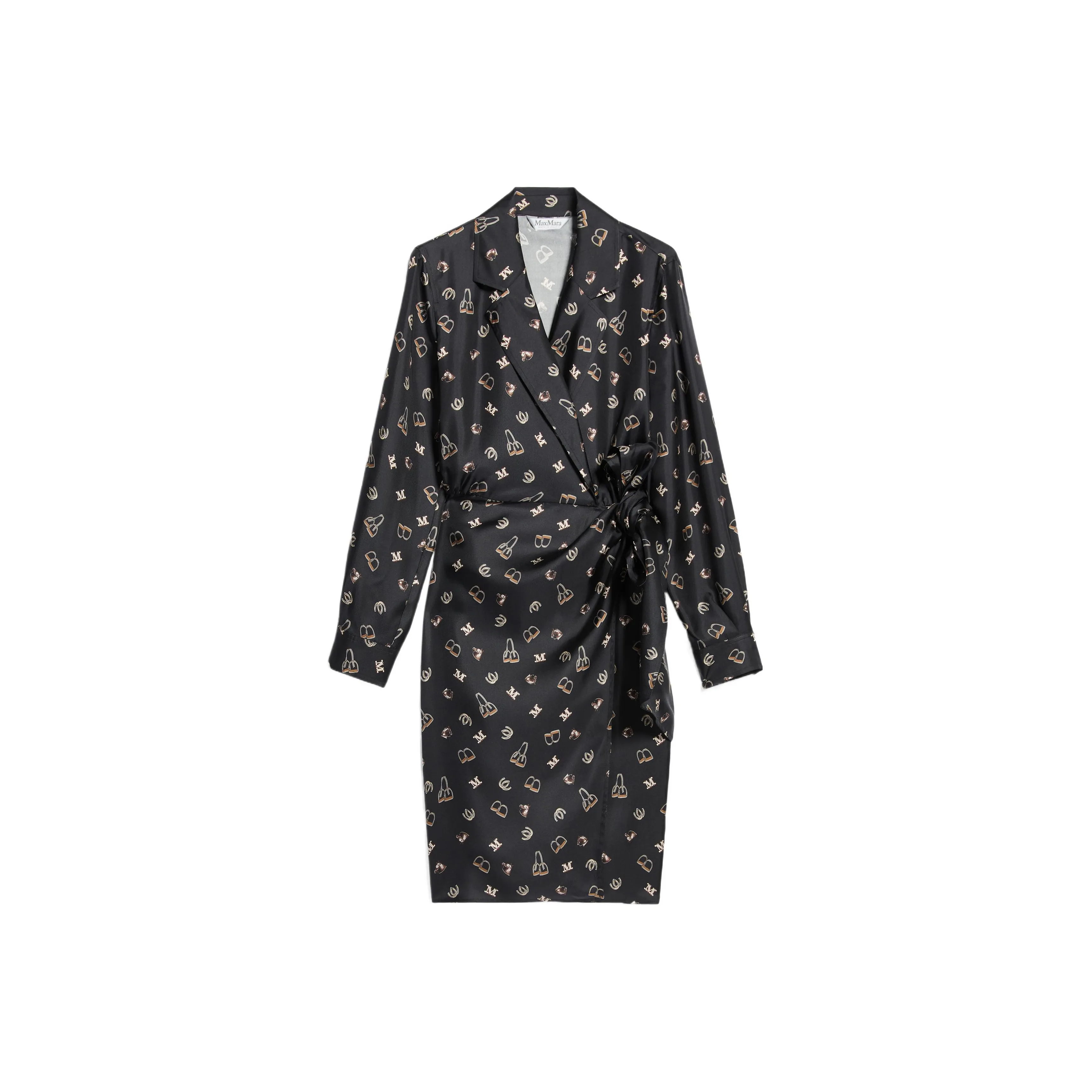 MaxMara Длинное платье с длинными рукавами женское черное