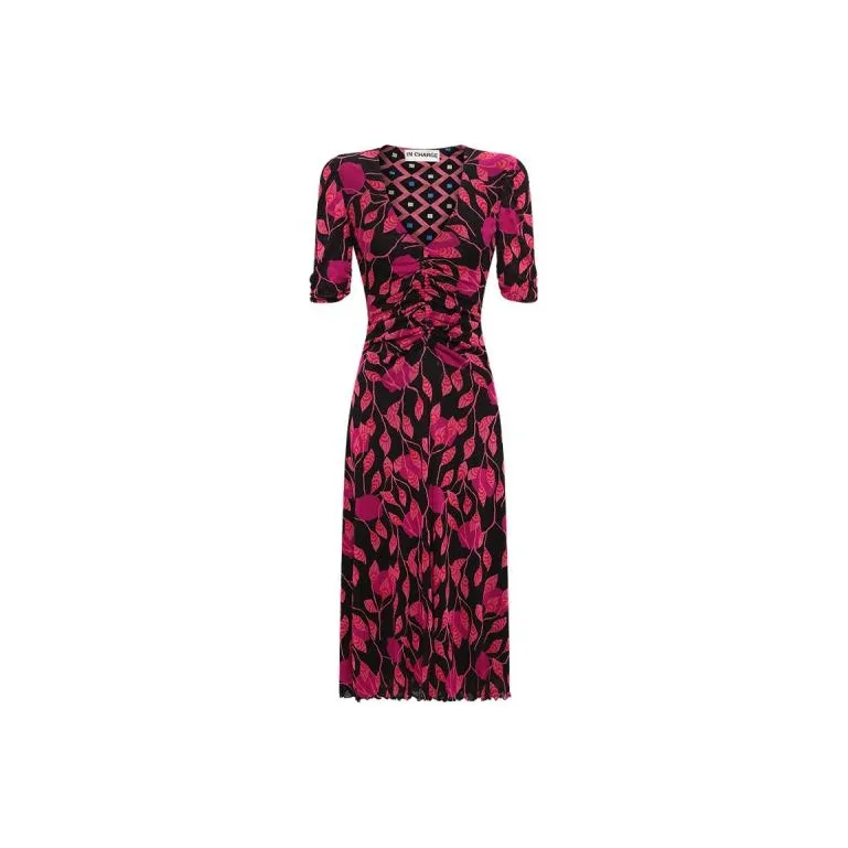 DVF Diane Von Furstenberg SS24 Короткое платье с короткими рукавами женское многоцветное