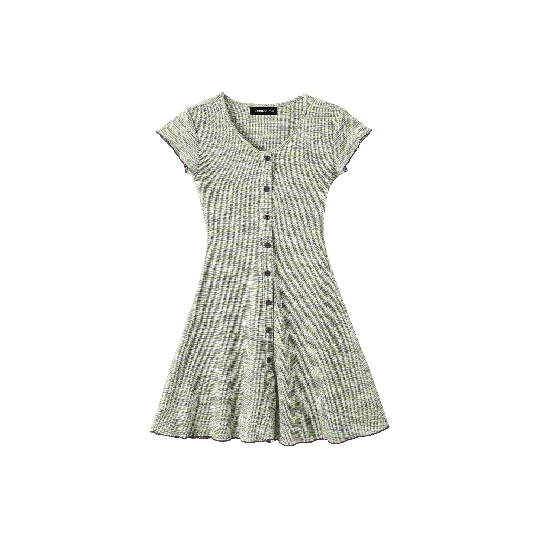 EIDOLON GRAIN Короткий рукав Платье Женское Зеленое