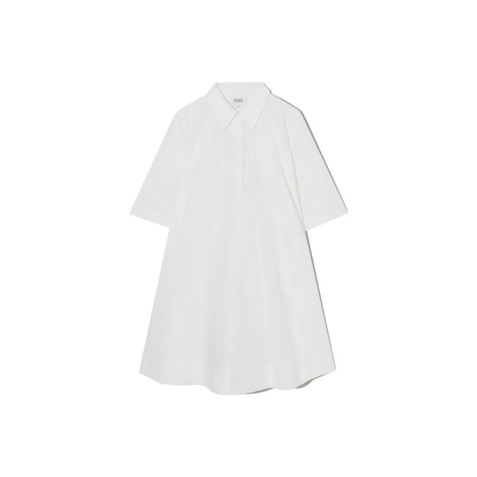 COS Белое Женское Короткое Платье с Рукавами