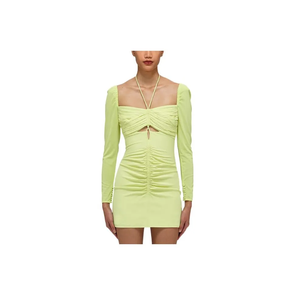 Self portrait SS22 Long Sleeved Dress Women's Lemon