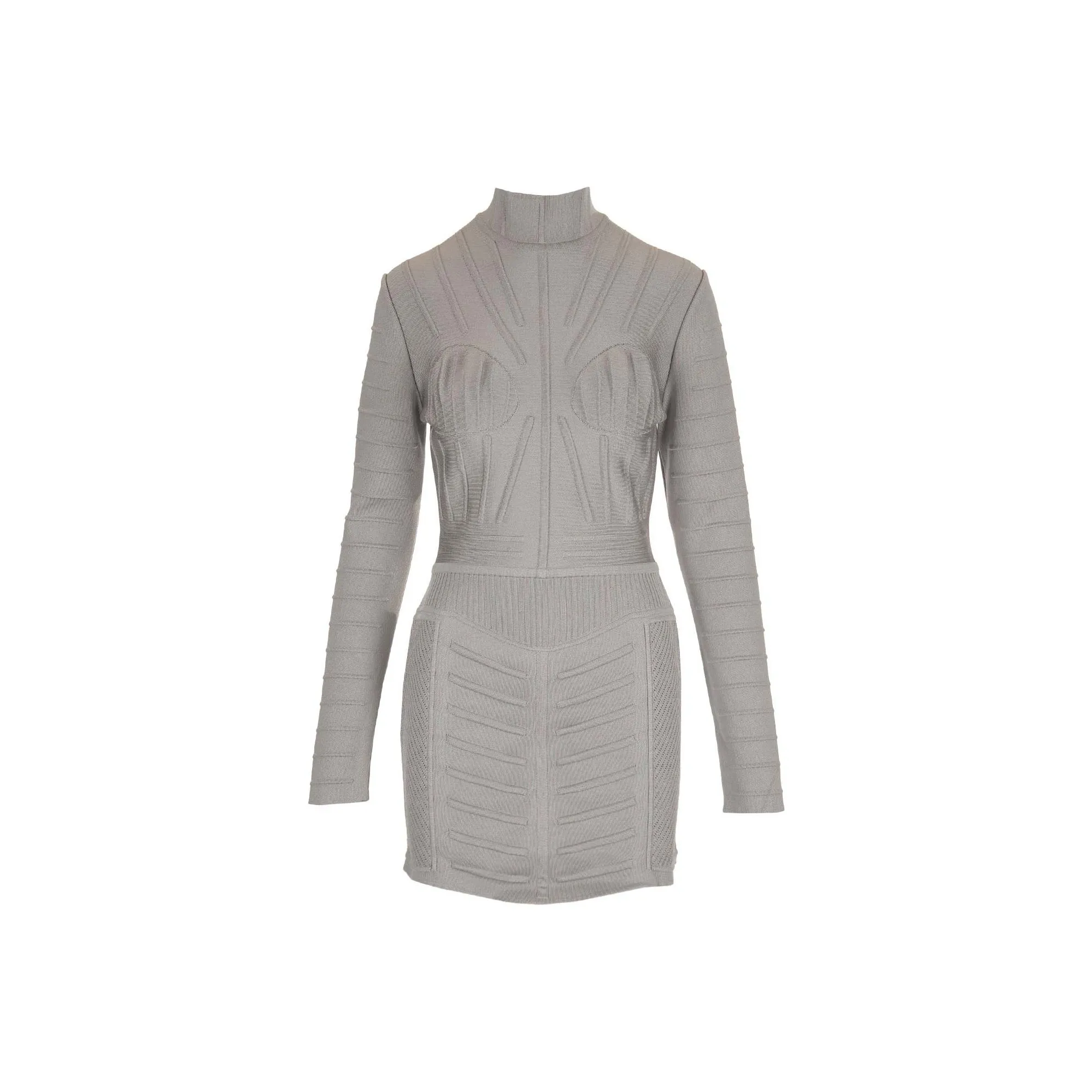 BALMAIN High Neck Zipped Knitted Dress