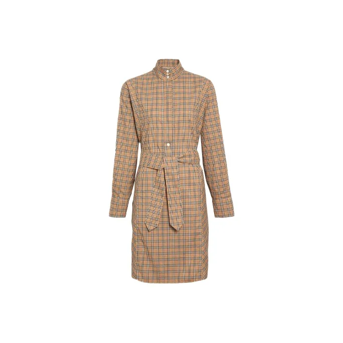 Burberry Long Sleeved Dress Women's Classical Style Yellow