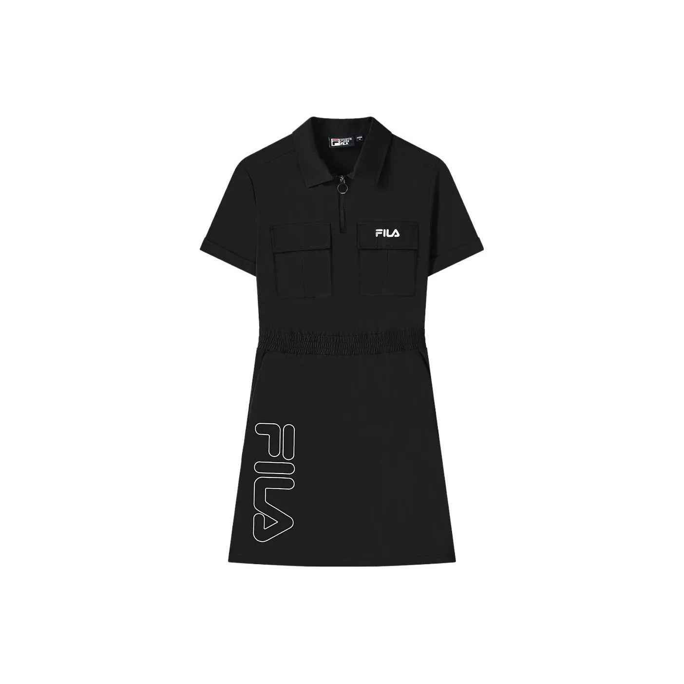 FILA Короткий рукав Платье Женское Глубокий черный