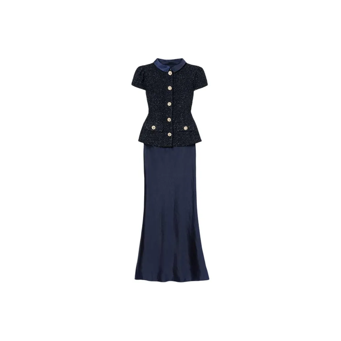Self-portrait Short-Sleeved Dresses Women's Navy Blue