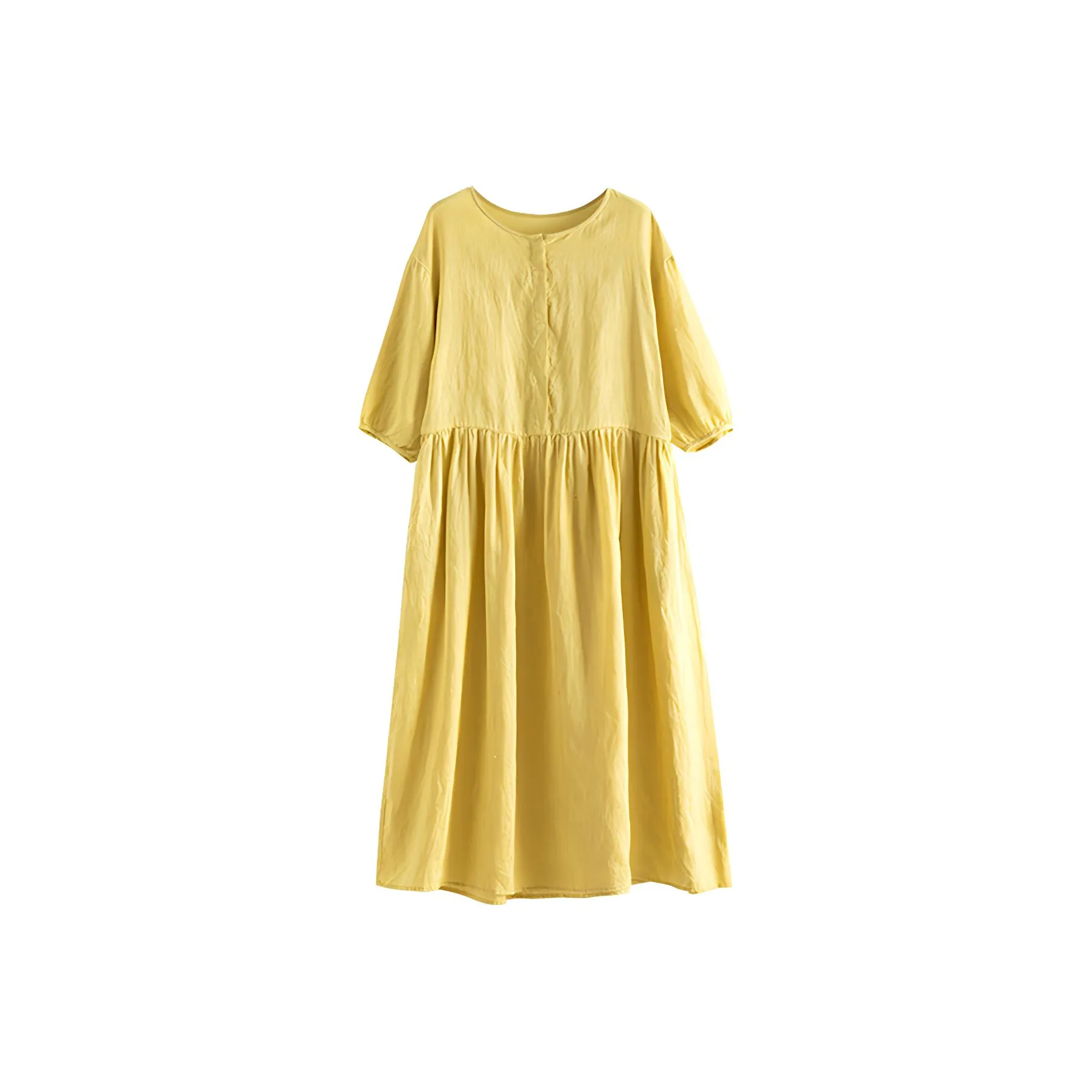 ZIMO Short Sleeved Dress Women's Light Yellow
