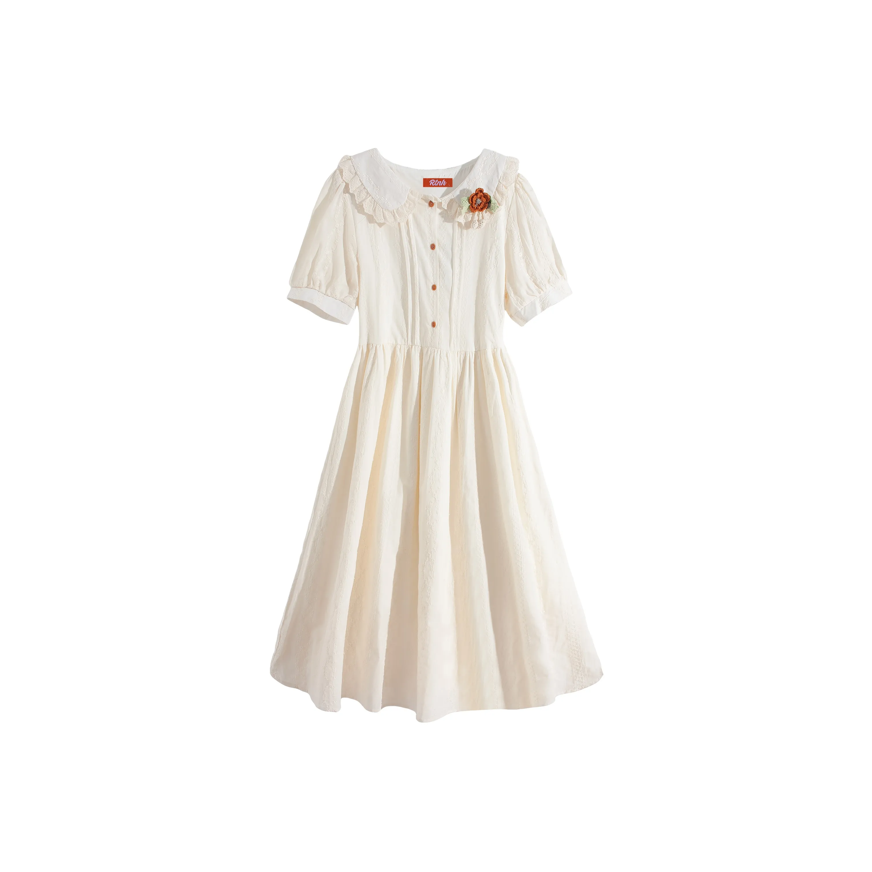 RTNH Короткий рукав Платье Женское Абрикосовое