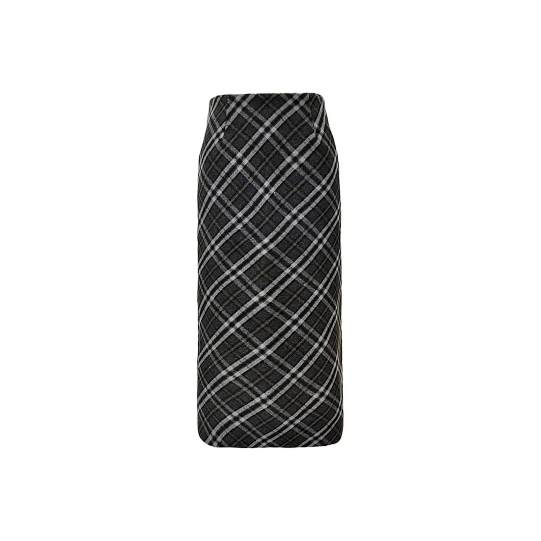 MKBY Knit Long Skirts Women's Plaid