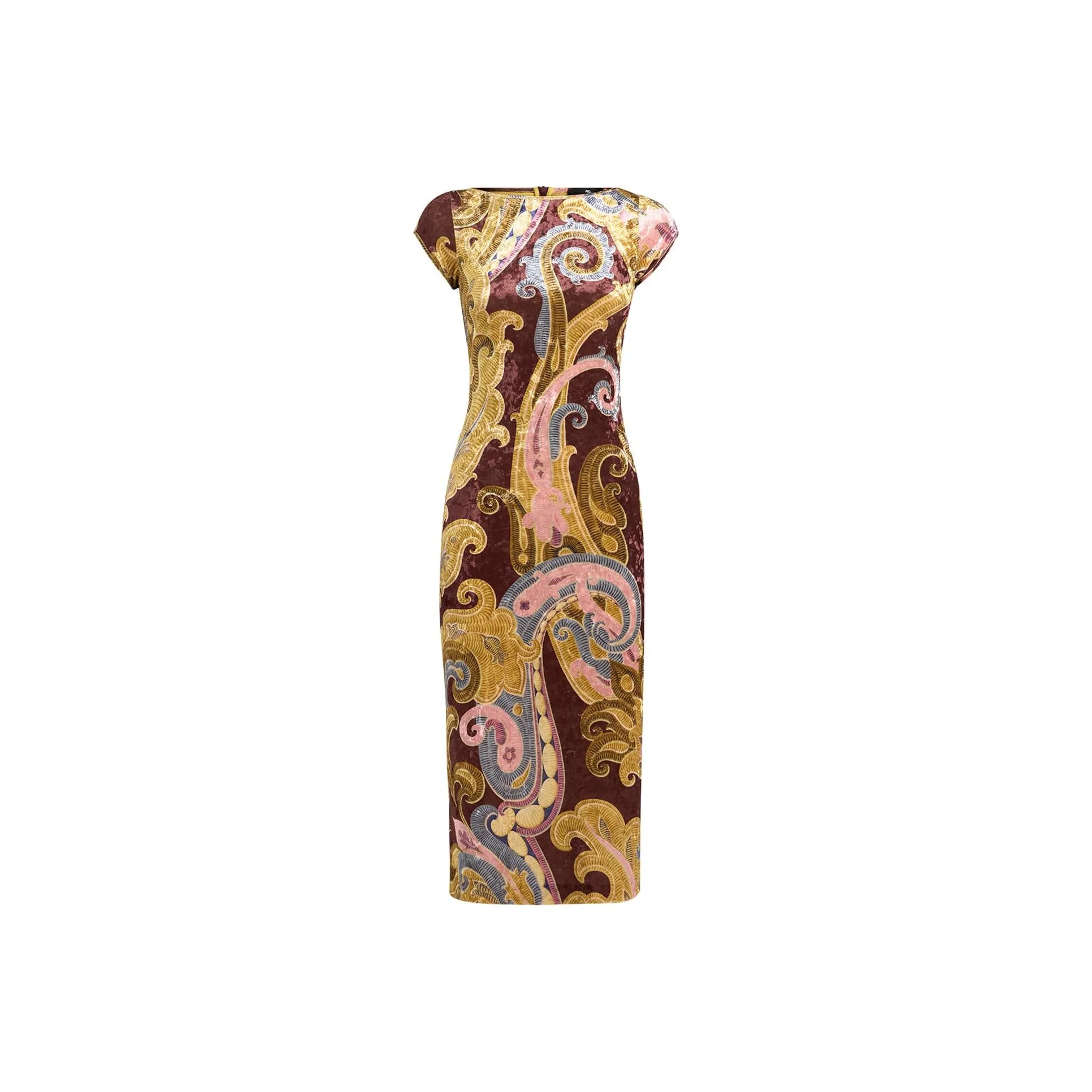 METROCITY Paisley Printed Chenille Midi Dress