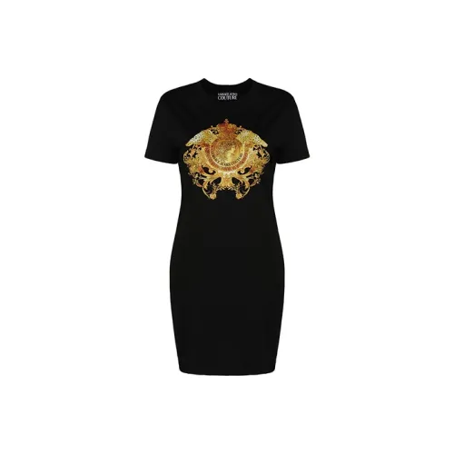 VERSACE JEANS COUTURE Черные Женские Короткие Платья с Рукавами