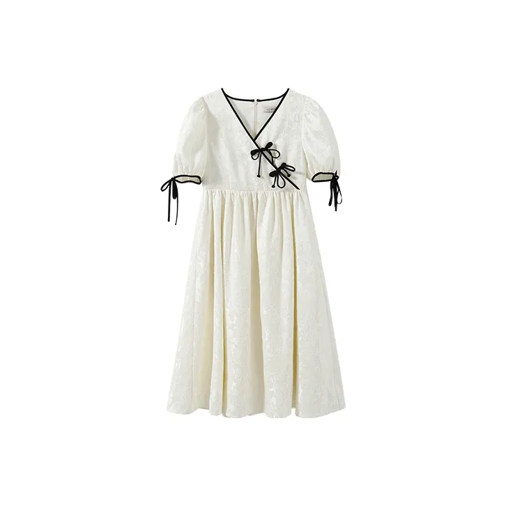 YUMOMO STAR Мусс Бежевый Женские Короткие Платья с Рукавами