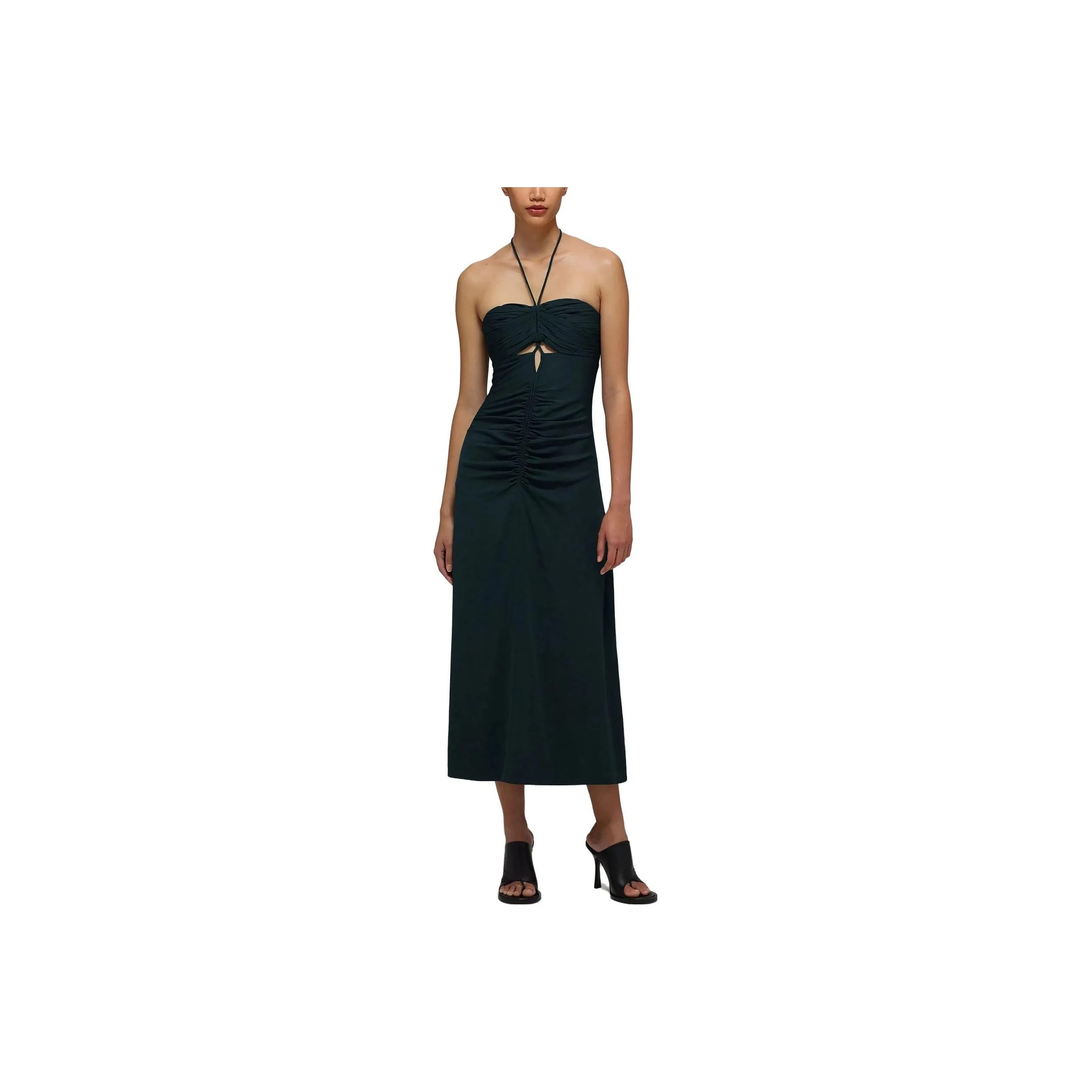 Self-portrait Cut-out Ruched Midi Dress