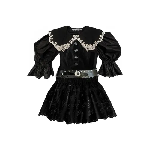 CHOPOVA LOWENA Black Женские Короткие Платья с Рукавами