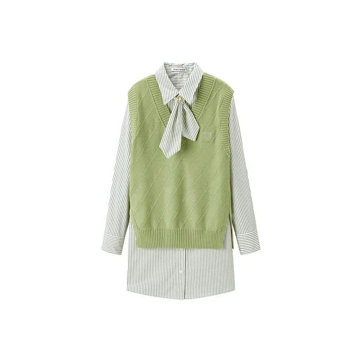 PEACEBIRD Green Женские Длинные Платья с Рукавами