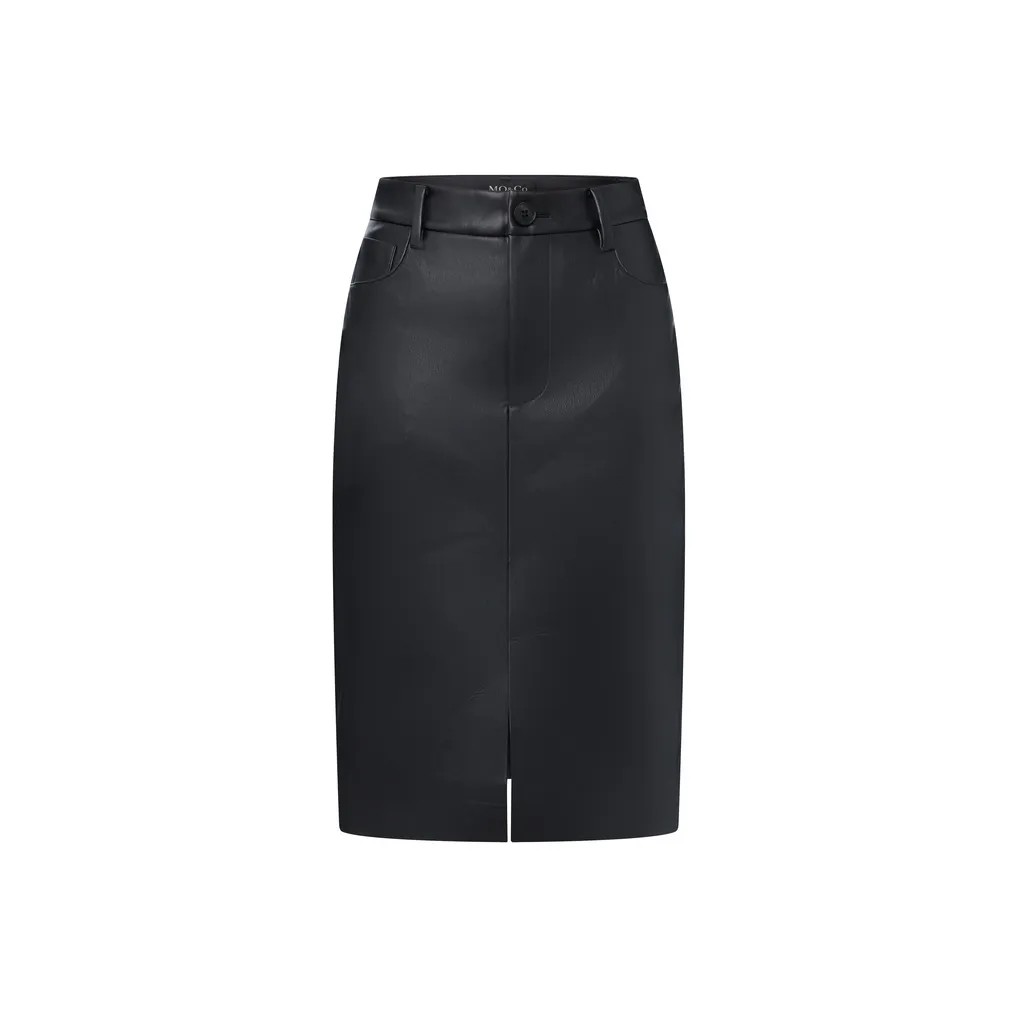 MOCO Leather Long Skirt Women's Black