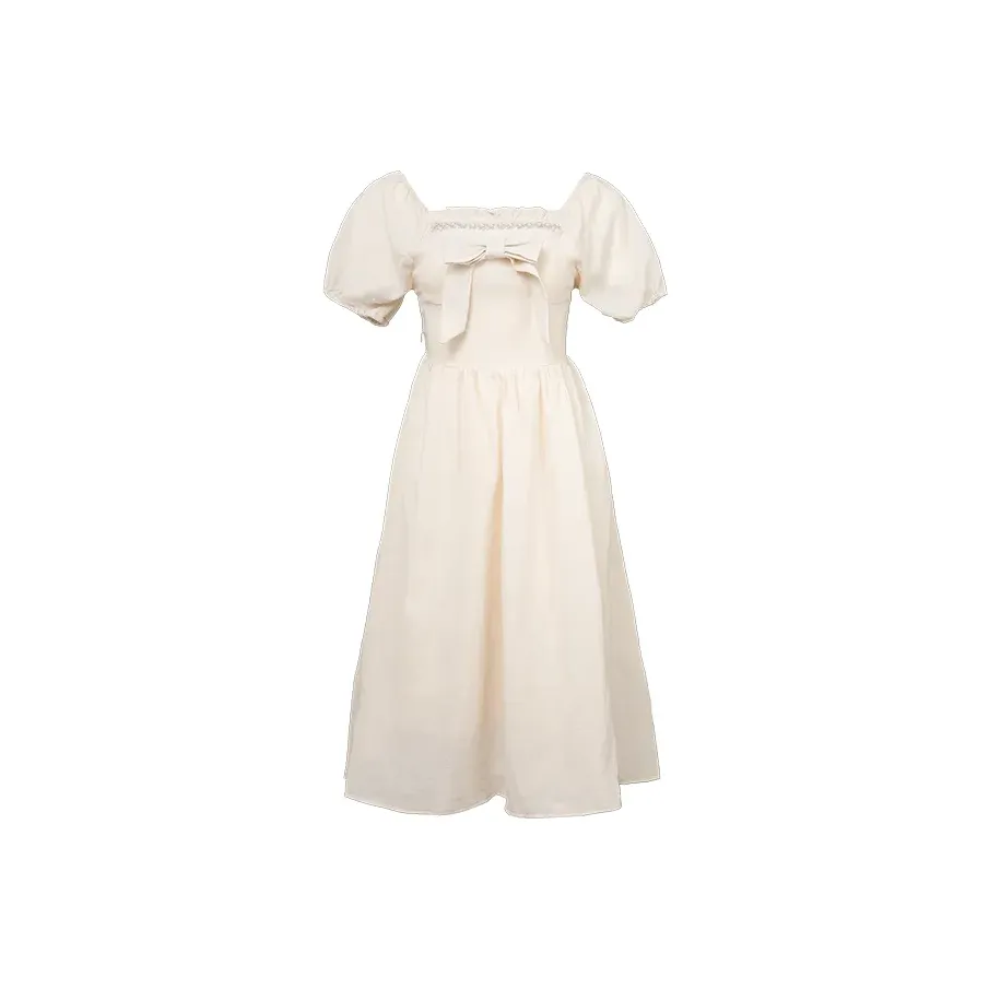 ZUKIZUKI Короткое платье с короткими рукавами женское абрикосового цвета