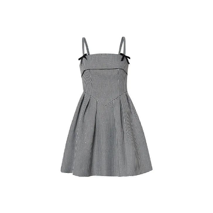 TAMMY TANGS Юбка-платье Женское Черный Белый Клетка