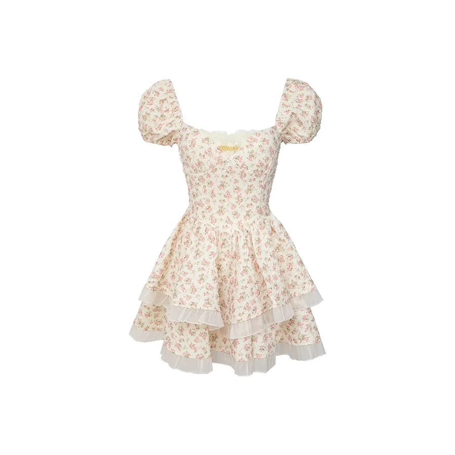 SUNSUNTOWN Короткое платье с короткими рукавами летнее женское