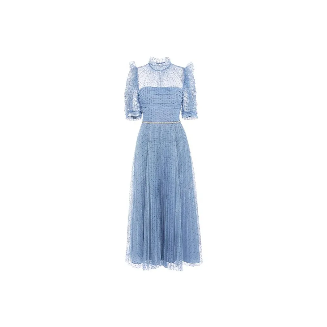 Self portrait Short Sleeved Dress Women's Haze Blue