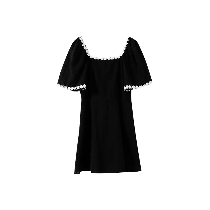 YUMOMO STAR Black Женские Короткие Платья с Рукавами