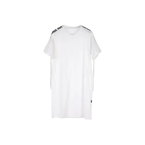 Yohji Yamamoto Белое Женское Короткое Платье с Рукавами