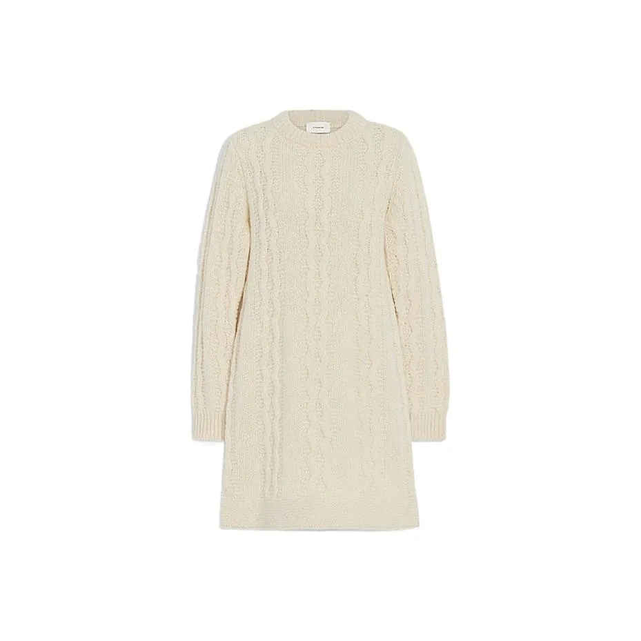 COACH FW22 Длинное платье с длинными рукавами женское бежевый желтый