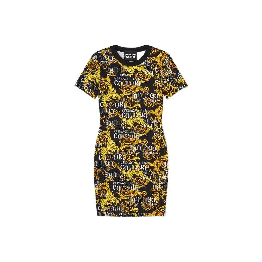VERSACE JEANS COUTURE Черный золотой Женские Короткие Платья с Рукавами