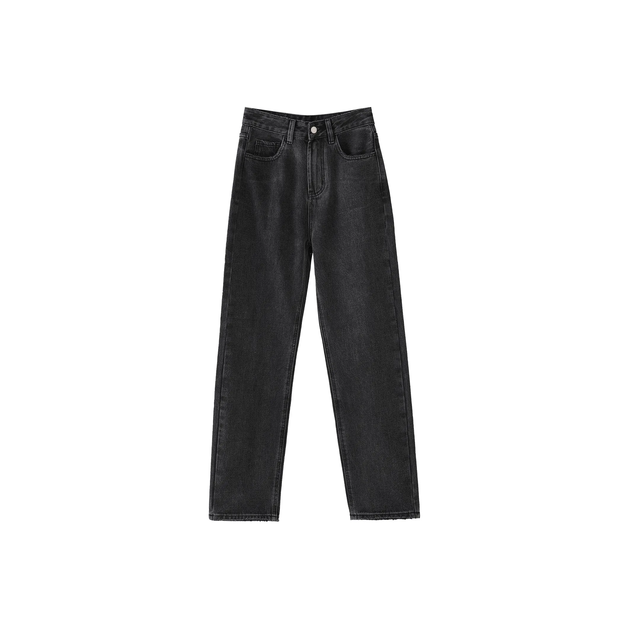 Fstudio Korean Petite High Rise Straight Fit Jeans Women's Gray