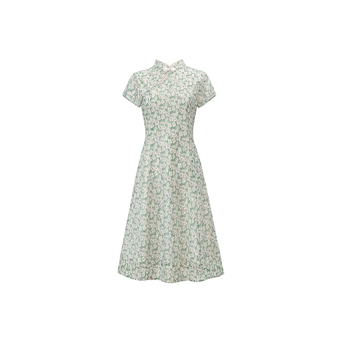 Cypress House Короткий рукав платье женское зеленое с цветами