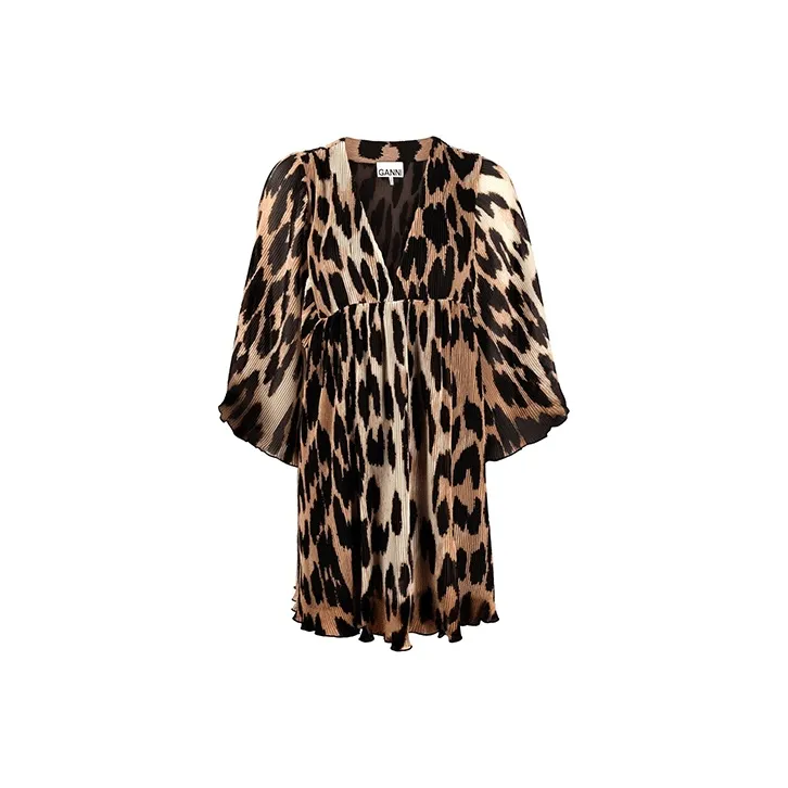 GANNI Коричневый Женские Длинные Платья с Рукавами