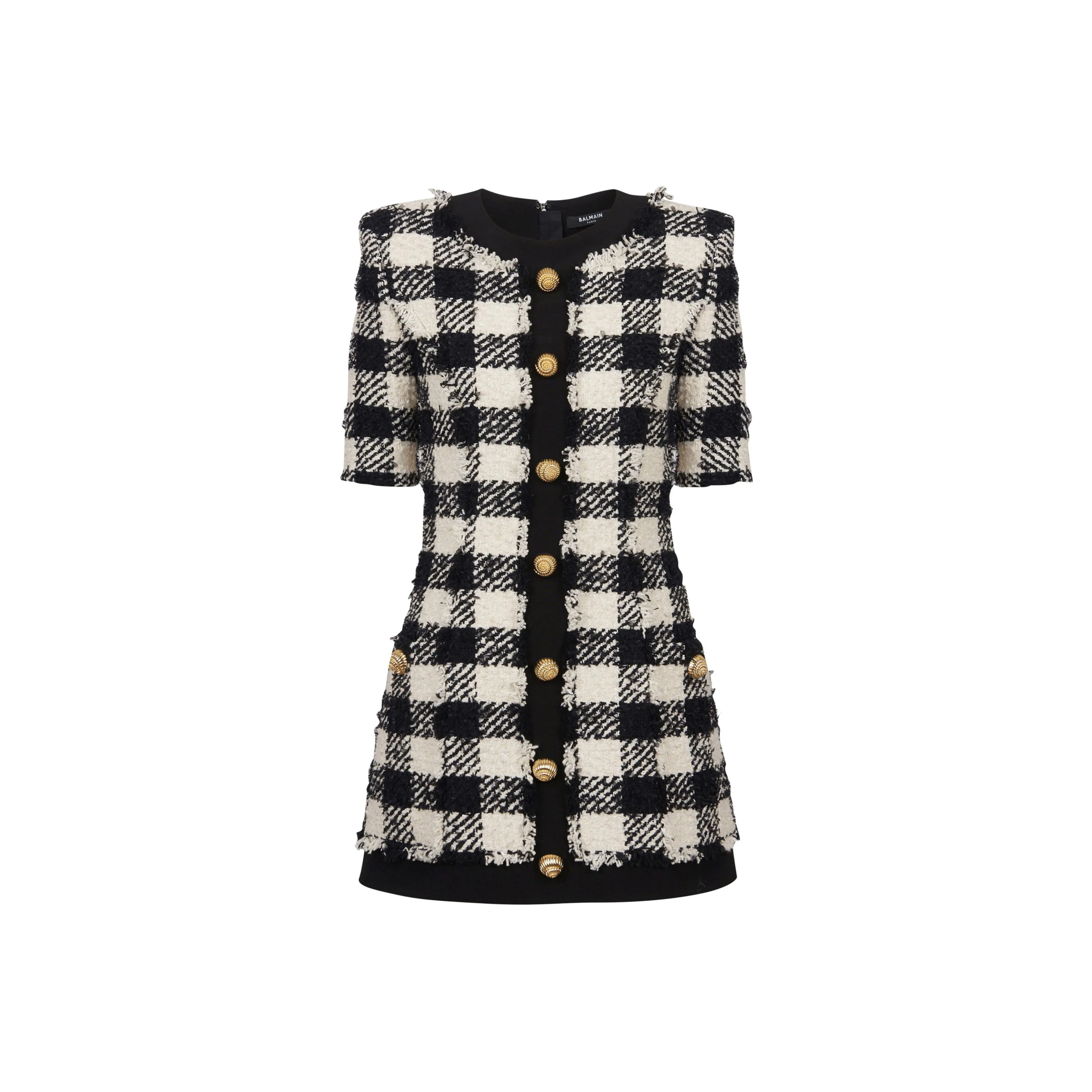 BALMAIN Gingham Tweed Dress