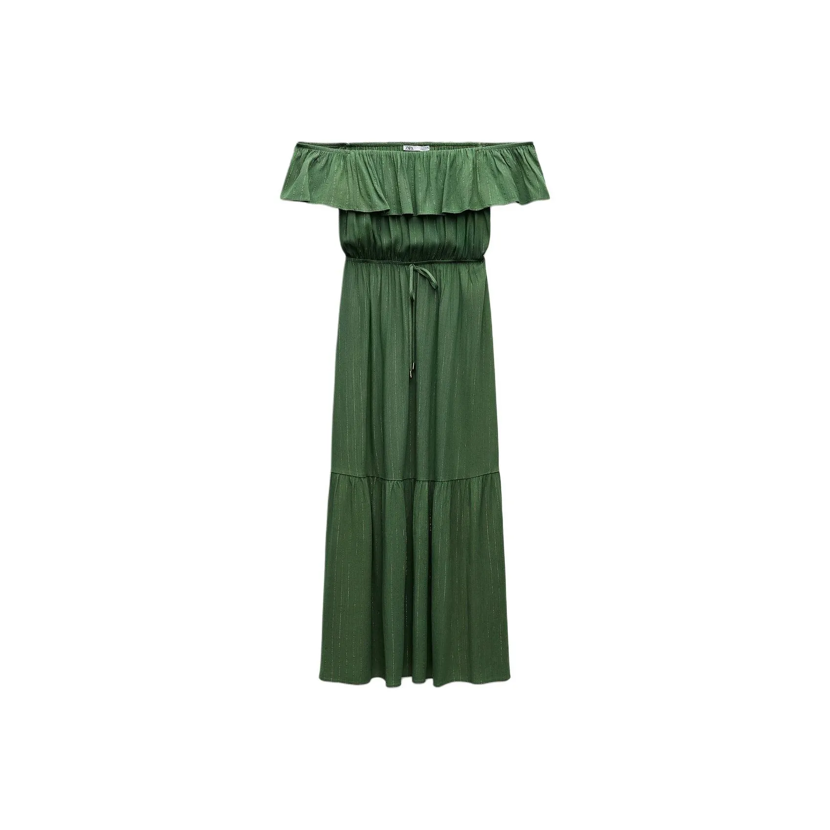 ZARA Collaboration Короткое платье с короткими рукавами женское зеленое