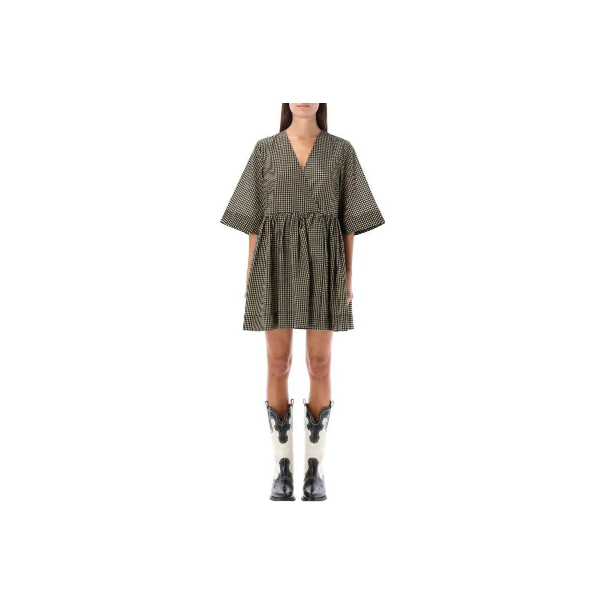 GANNI FW22 Short Sleeved Dress Women's Green