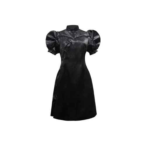 namas miyo m Black Женские Короткие Платья с Рукавами