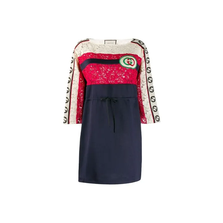 GUCCI Pre Owned 2010s Interlocking G Lace Dress