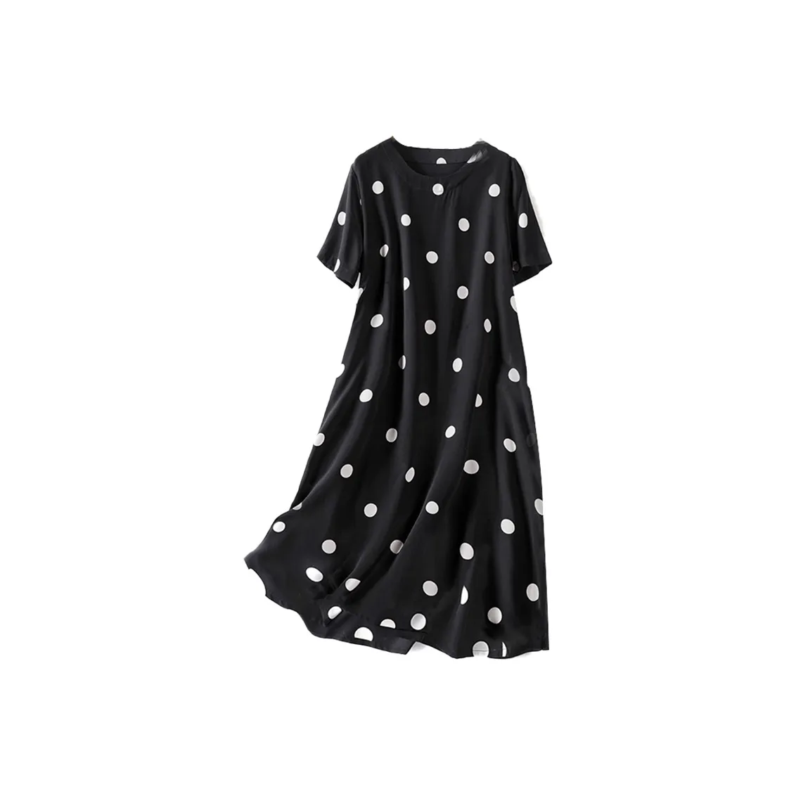 Cypress House Short Sleeved Dress Women's Black With Polka Dot