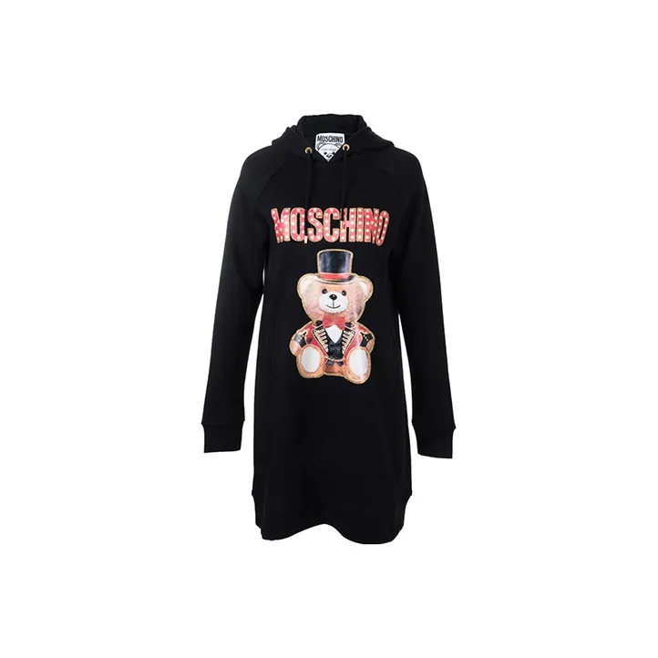 MOSCHINO Черное Женское Длинное Платье с Рукавами