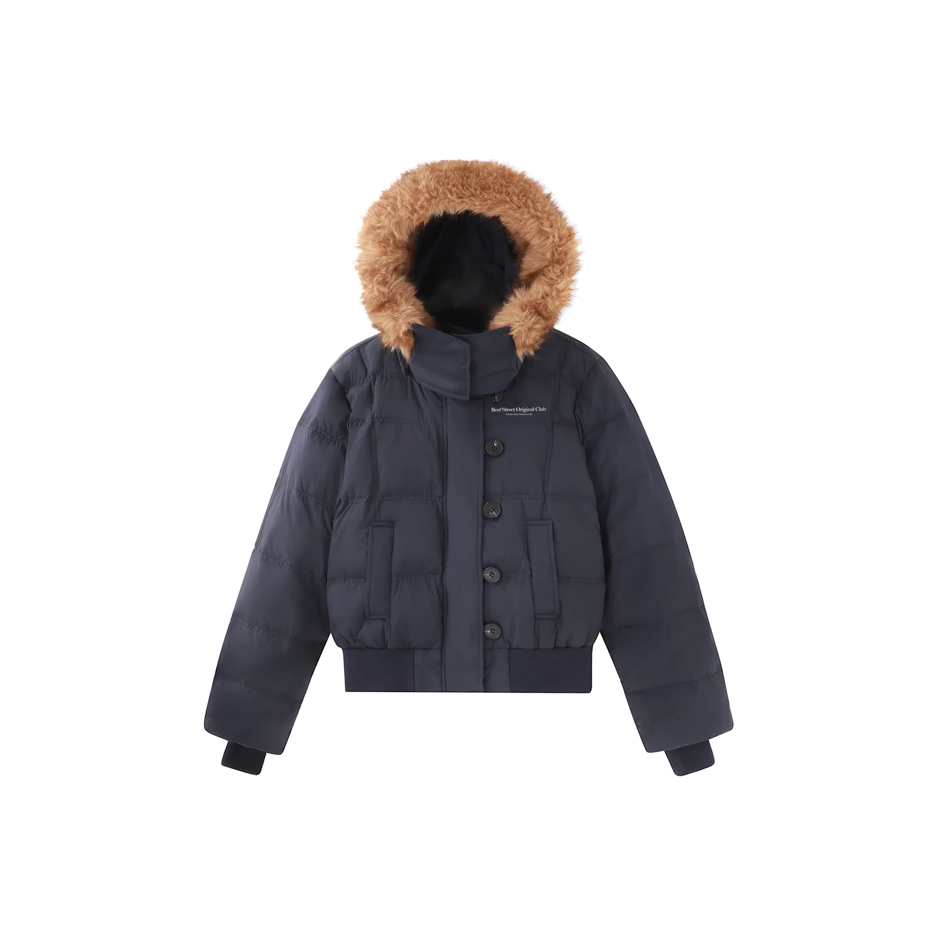 BEUF Хлопковый пуховик женский темно-синий